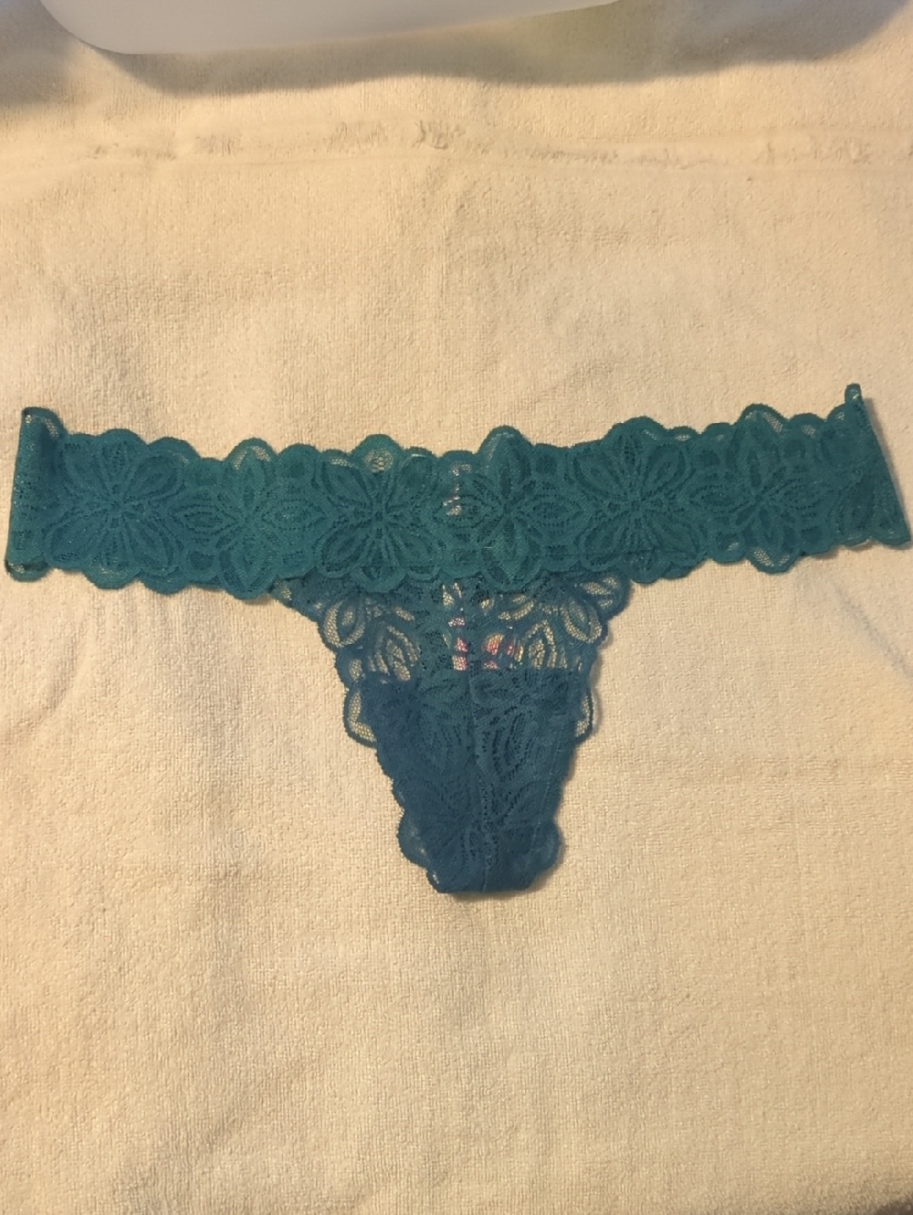 PINK Victoria's Secret Teal Floral Lace Thong